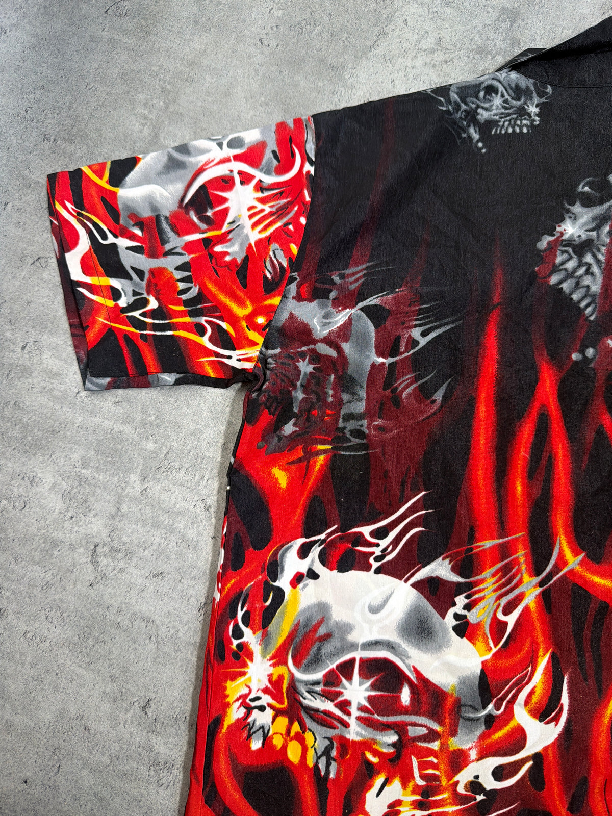 2000s Skull Flame Hawaiian Shirt