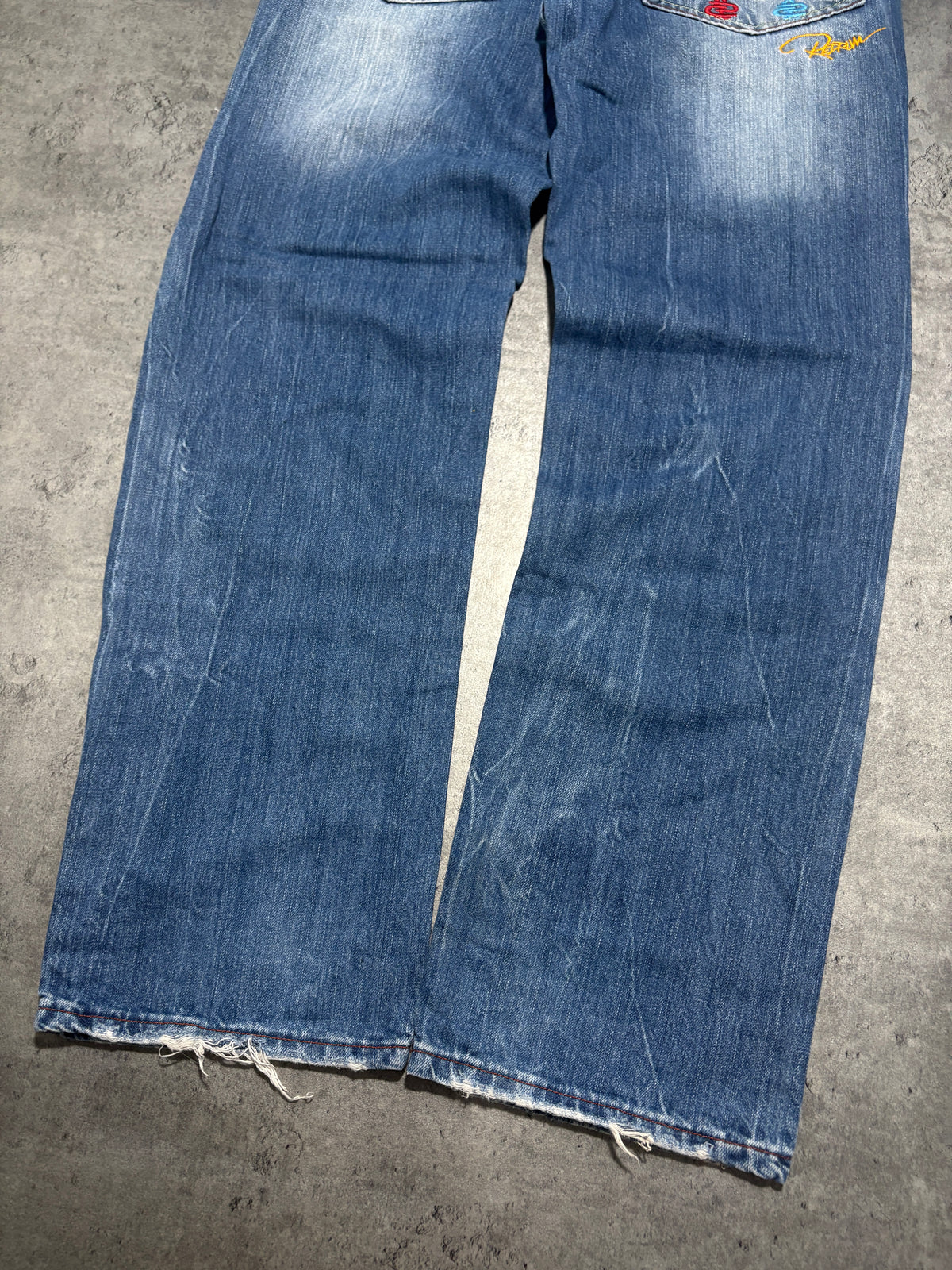 Redrum Embroidery Washed Jeans