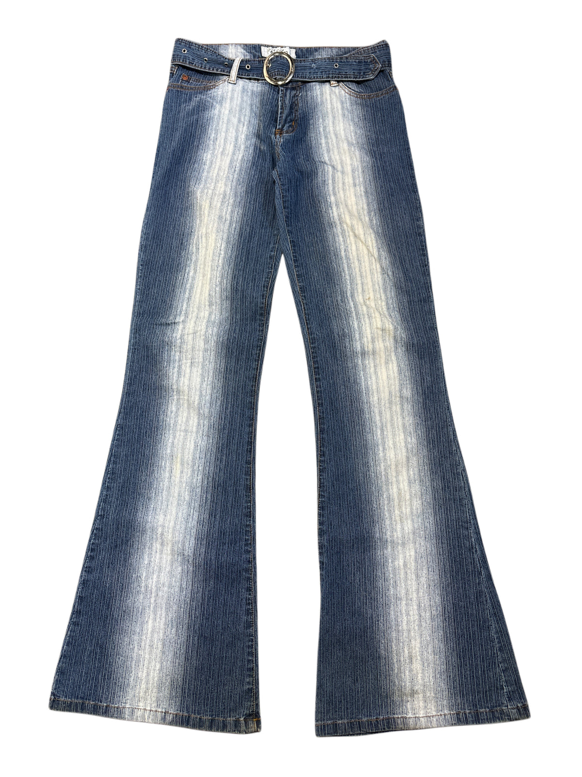 2000s Y2K Belt Flared Jeans bootcut Washed