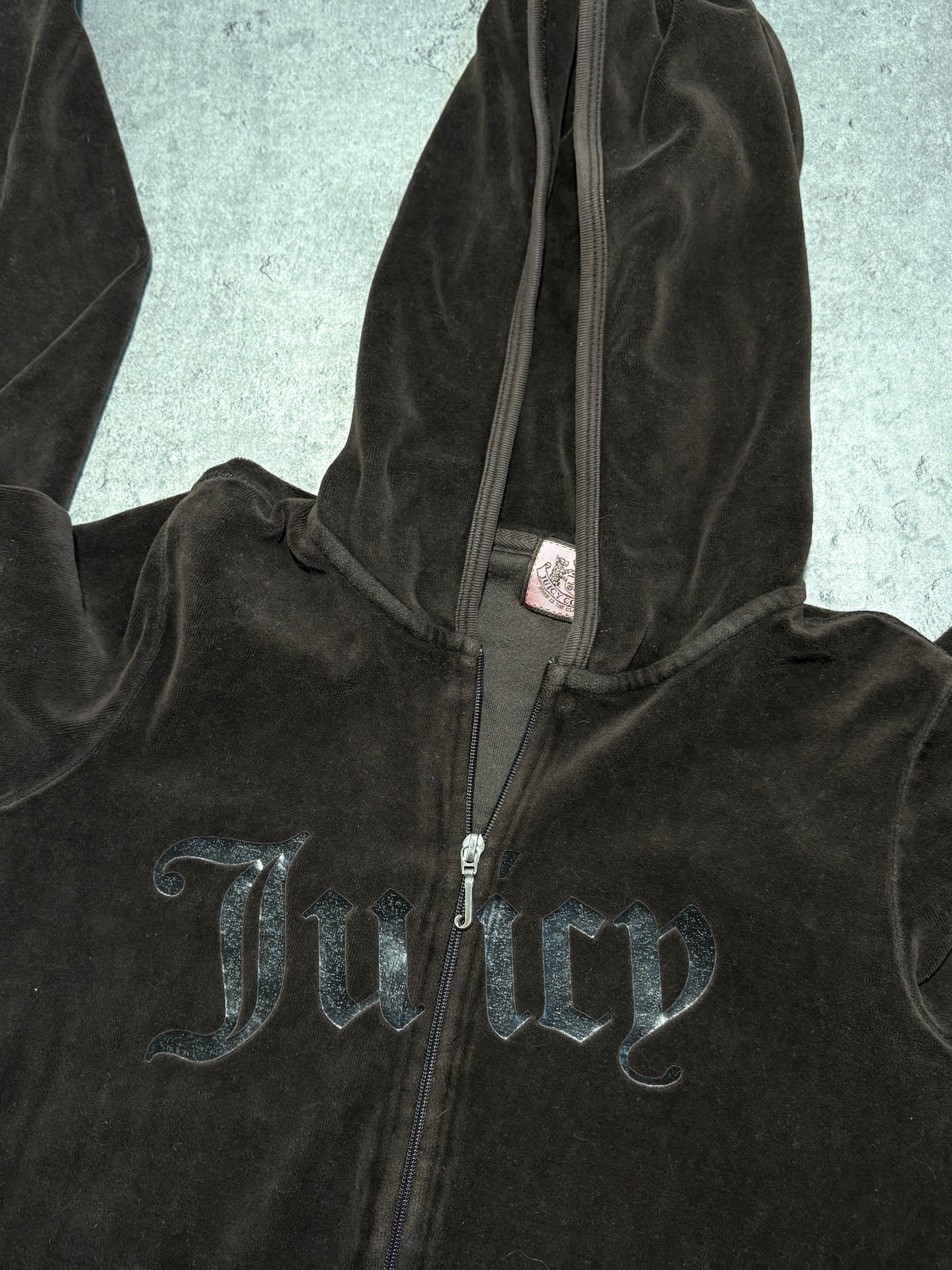 2000s Juicy Couture vintage brown welur zip up hoodie