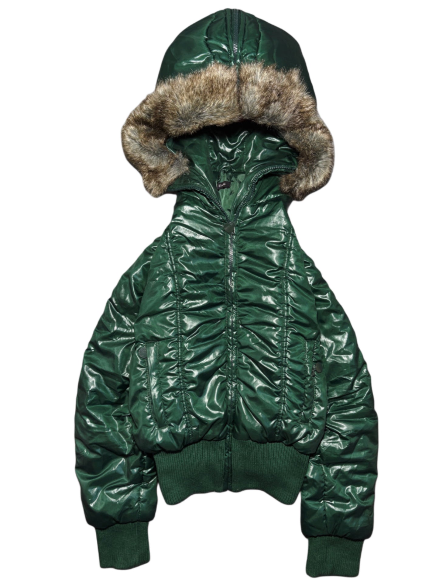 2000s Fur Jacket Wiosenna Bomberka Z Futerkiem