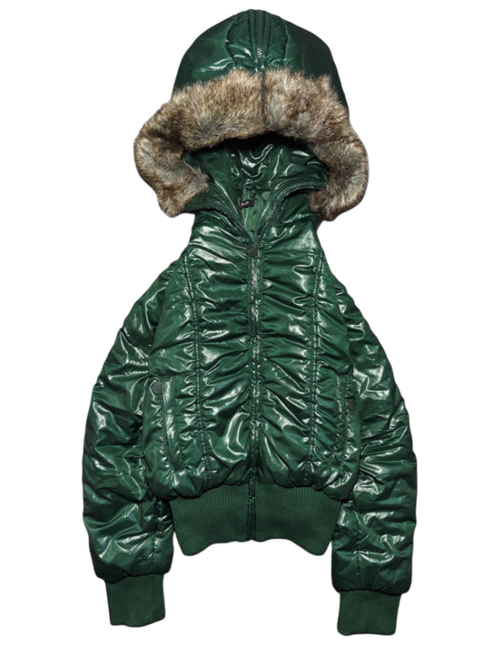 2000s Fur Jacket Wiosenna Bomberka Z Futerkiem