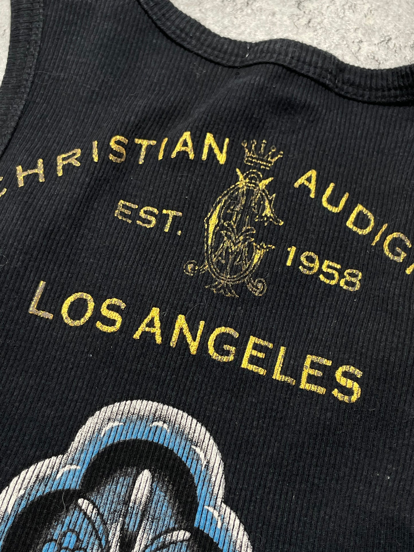 2000s Christian Audigier top/mini dress sukienka skull cross