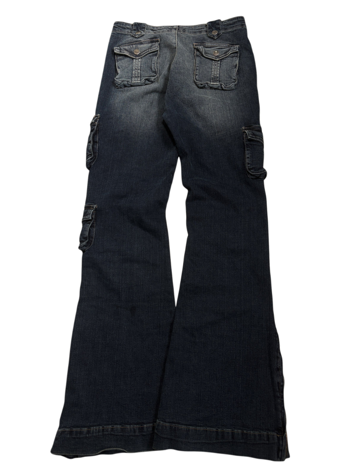 2000s Y2K Washed Flared Multipocket Jeans