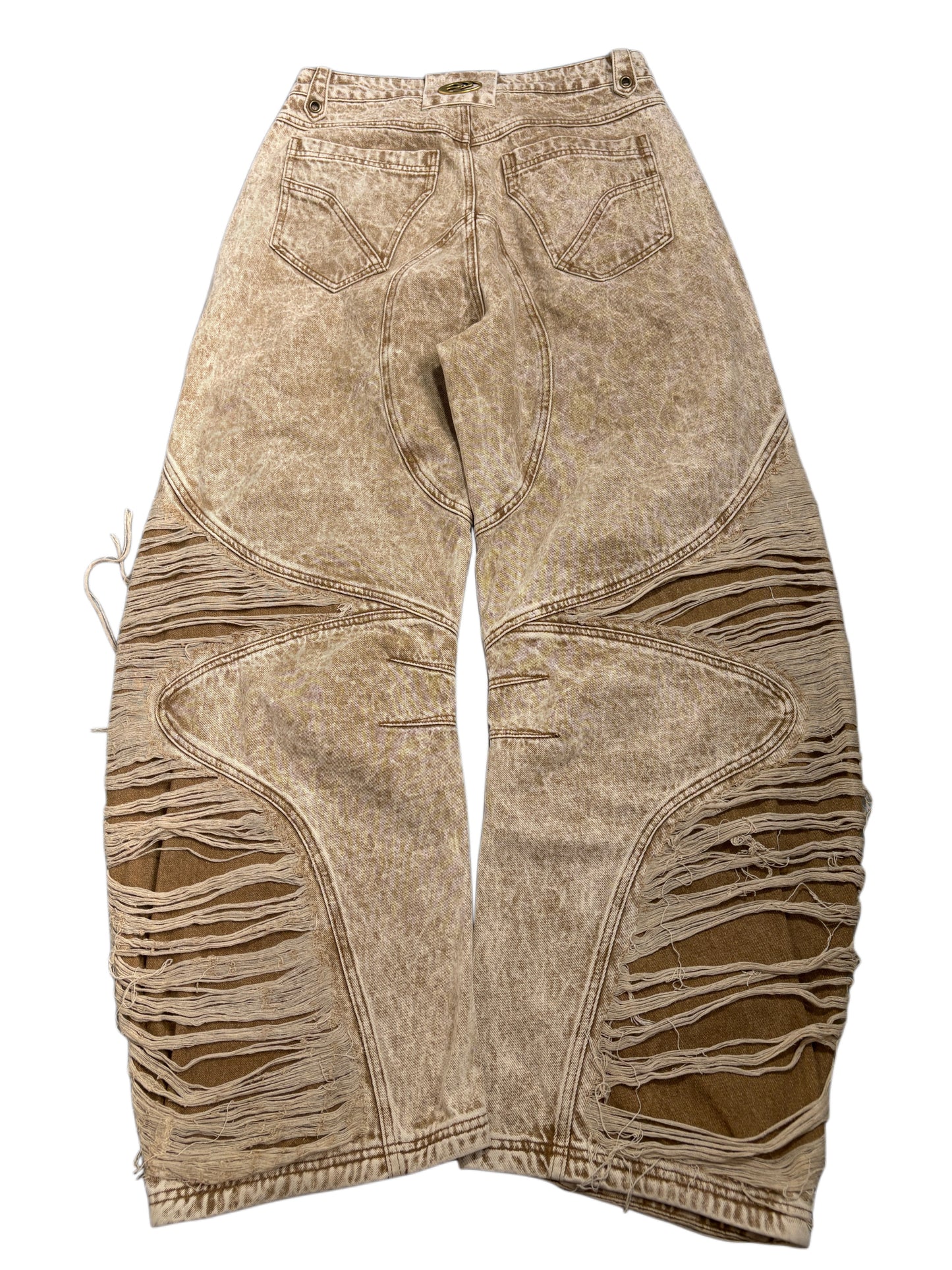 2000s Personsoul Beige Distressed Baggy Jeans