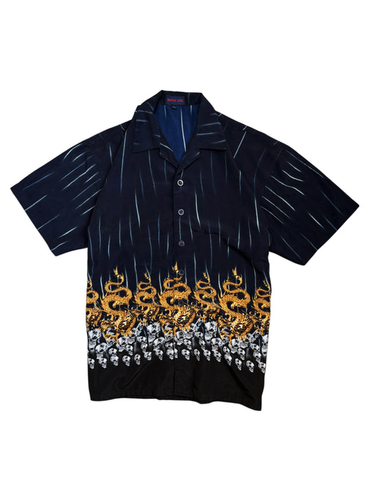 2000s Hawaiian Skulls & Dragons Shirt Polo