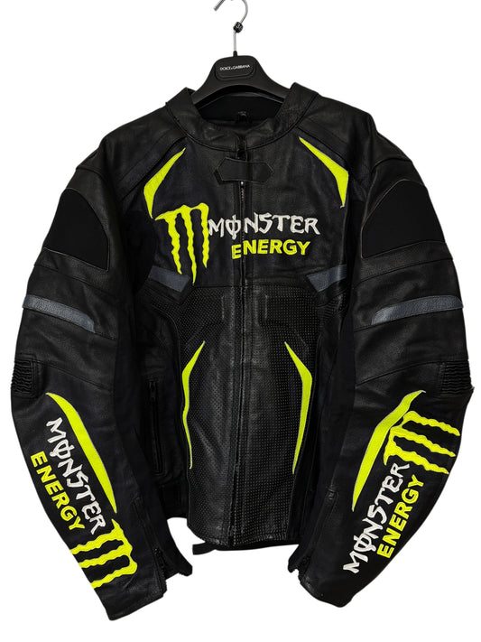 2000s *RARE* MONSTER ENERGY LEATHER BIKER JACKET ☣️