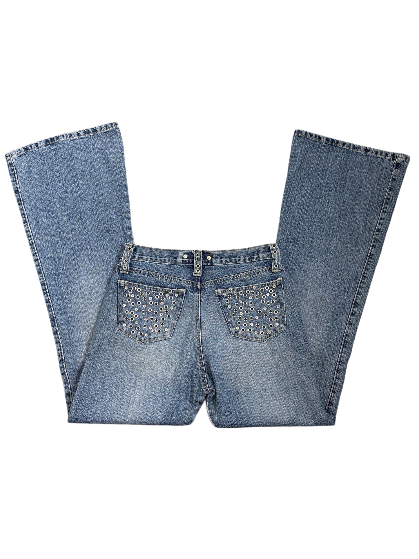 2000s Flare silver o-rings jeans flared bootcut archive