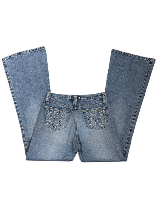 2000s Flare silver o-rings jeans flared bootcut archive