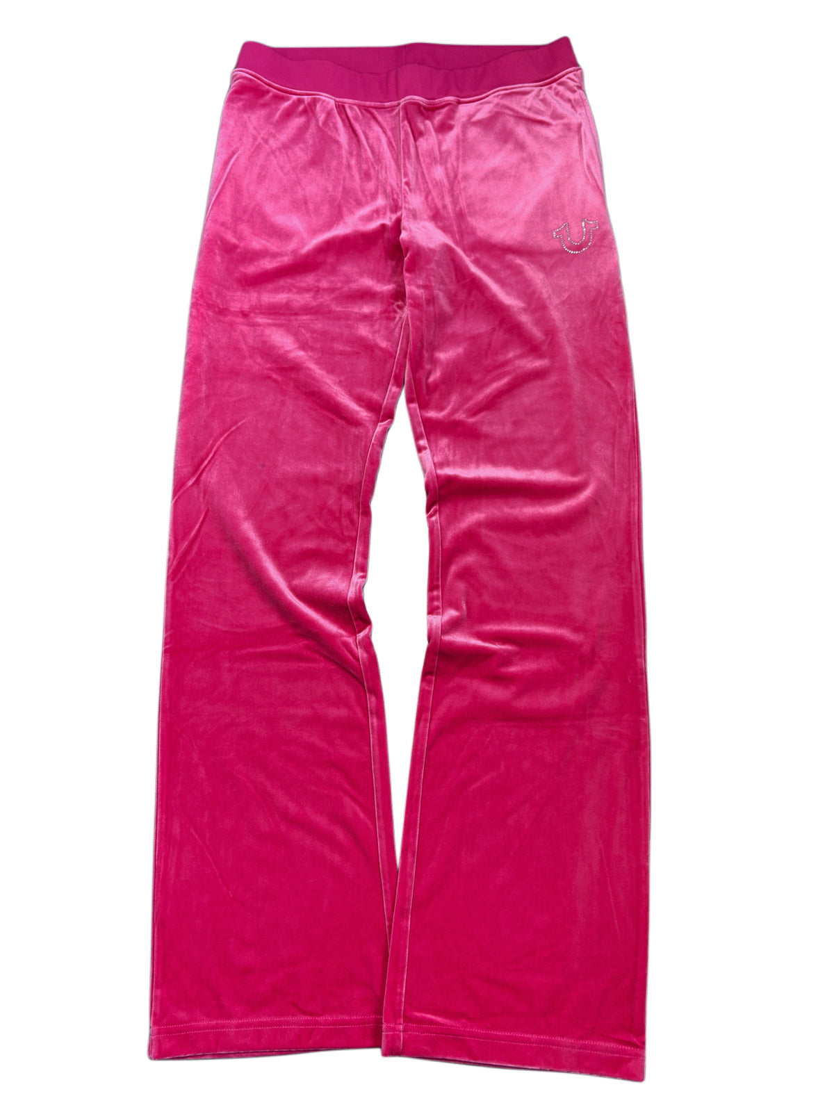 True Religion Pink Welur Rhinestone Sweatpants Dresy Spodnie Dresowe