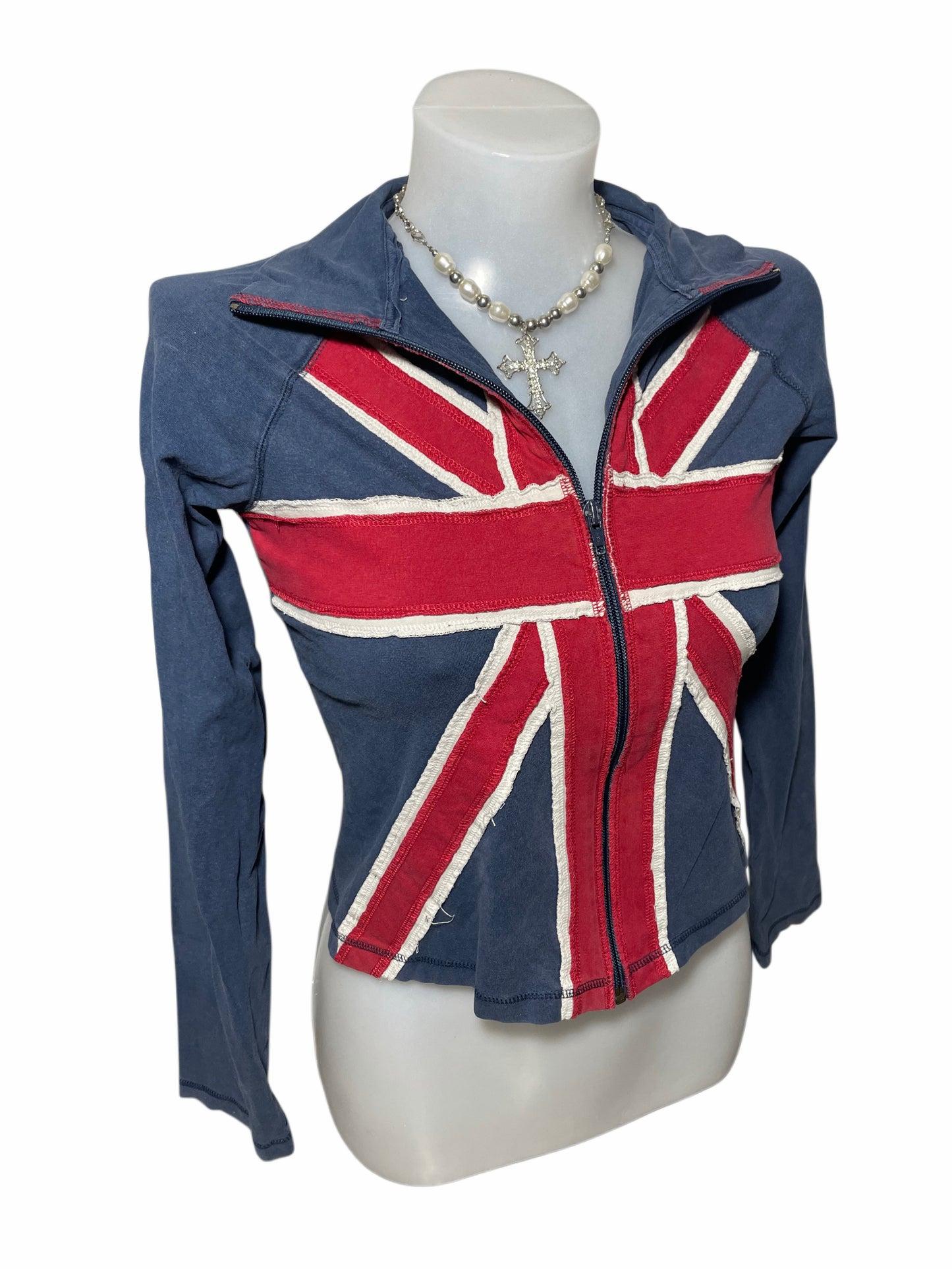 Fishbone UK Flag cropped zip up hoodie