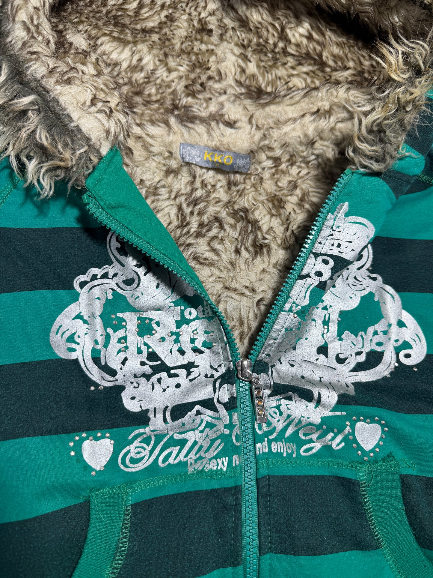 2000s Fur zip up y2k hoodie