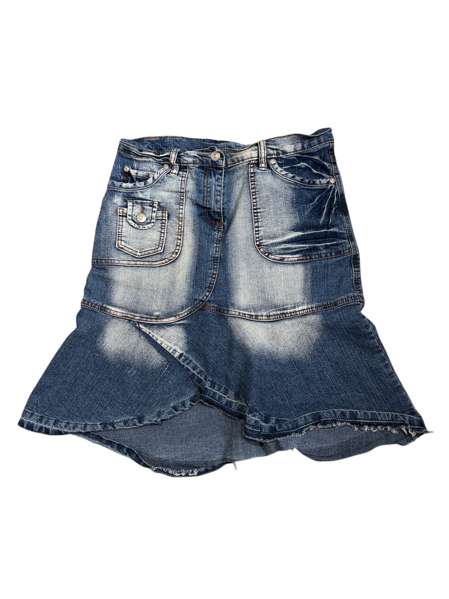 2000s Jeans Skirt Crowns Y2K Swag