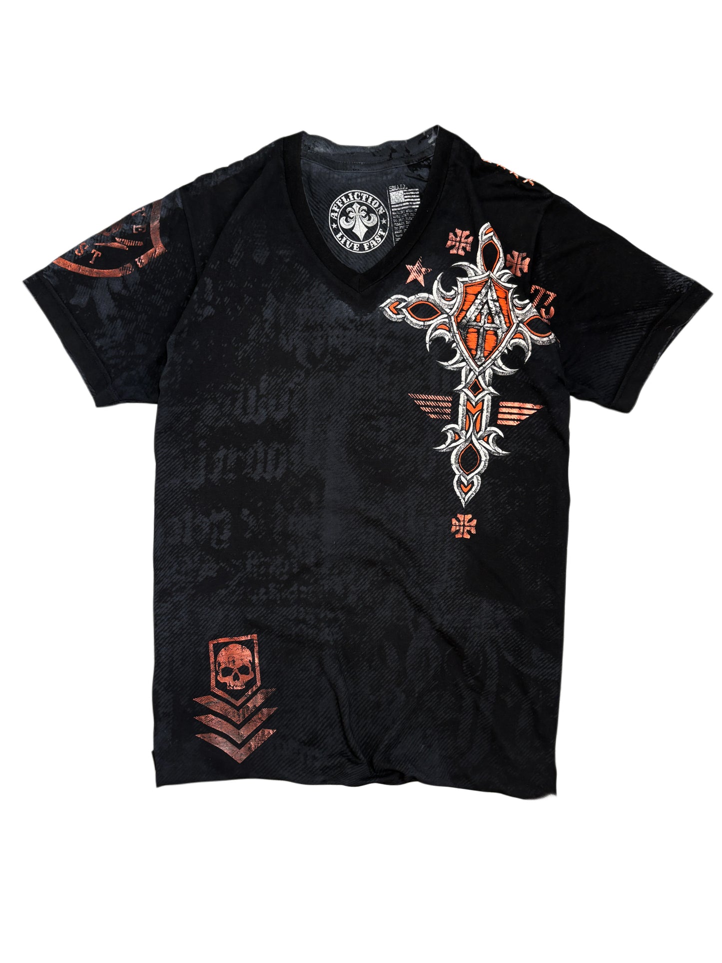 2000s Affliction cross t-shirt v neck