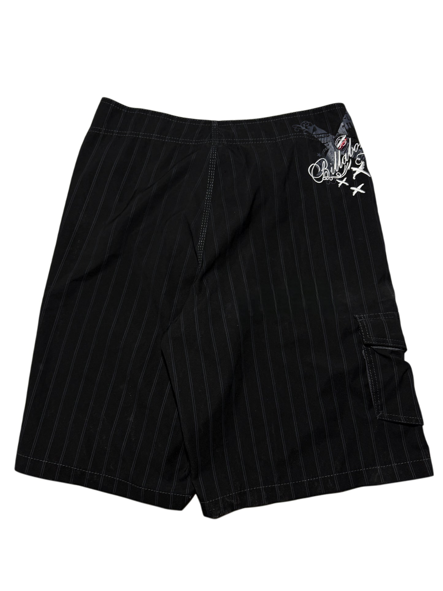 2000s Billabong swim shorts black tribal