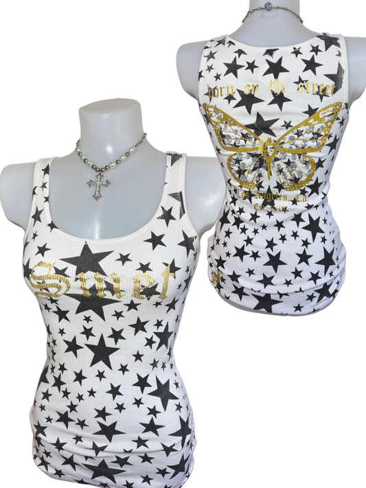 2000s Smet by Christian Audigier sexy top/mini dress sukienka w gwiazdki