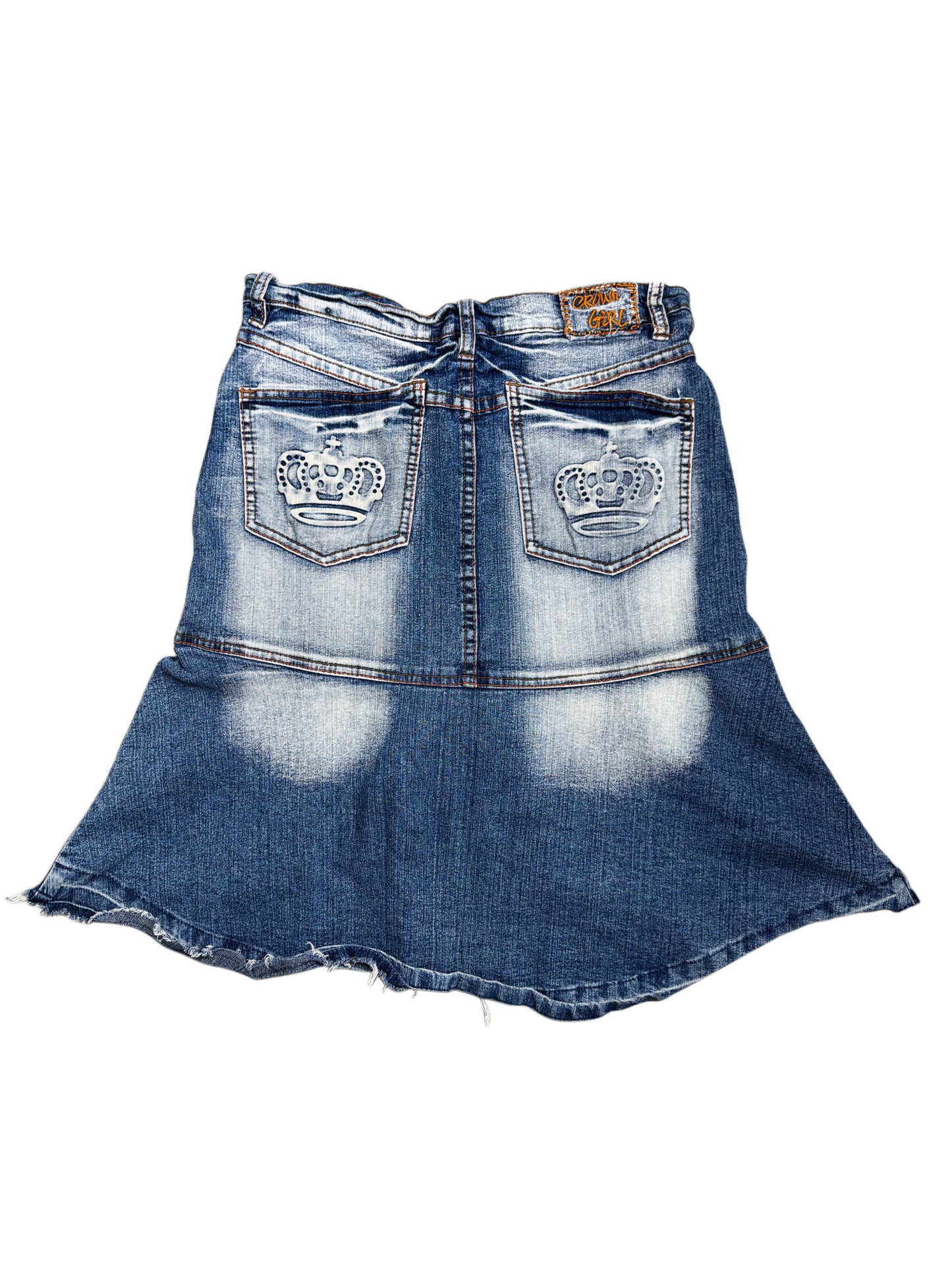 2000s Jeans Skirt Crowns Y2K Swag