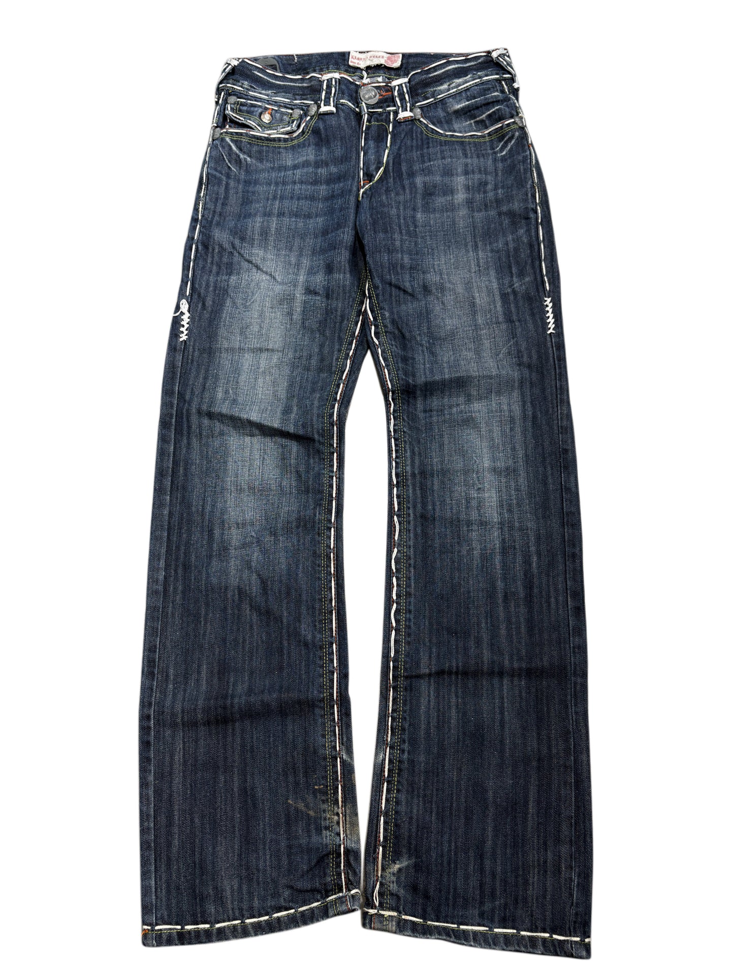 2000s Laguna Beach Chrome Tribal Skull Jeans