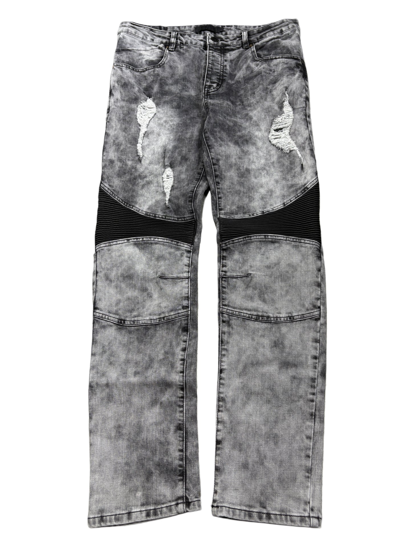 2000s Washed Biker Distressed Jeans