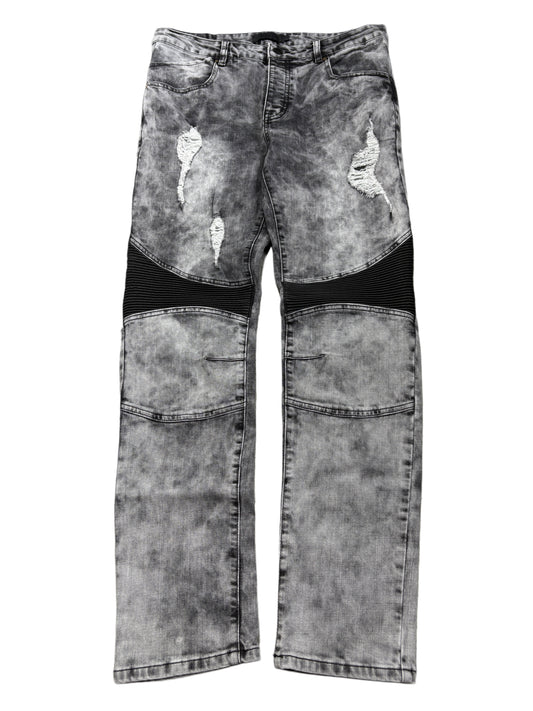 2000s Washed Biker Distressed Jeans
