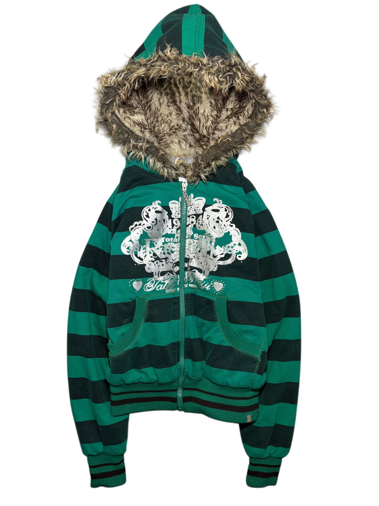 2000s Fur zip up y2k hoodie
