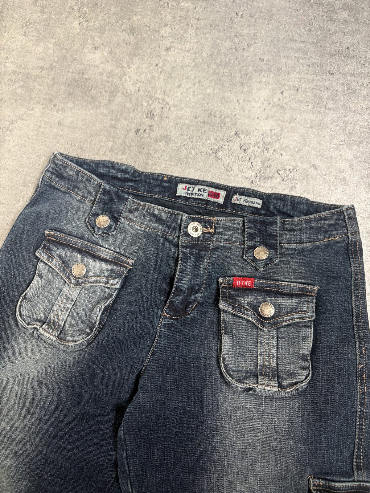 2000s Y2K Washed Flared Multipocket Jeans