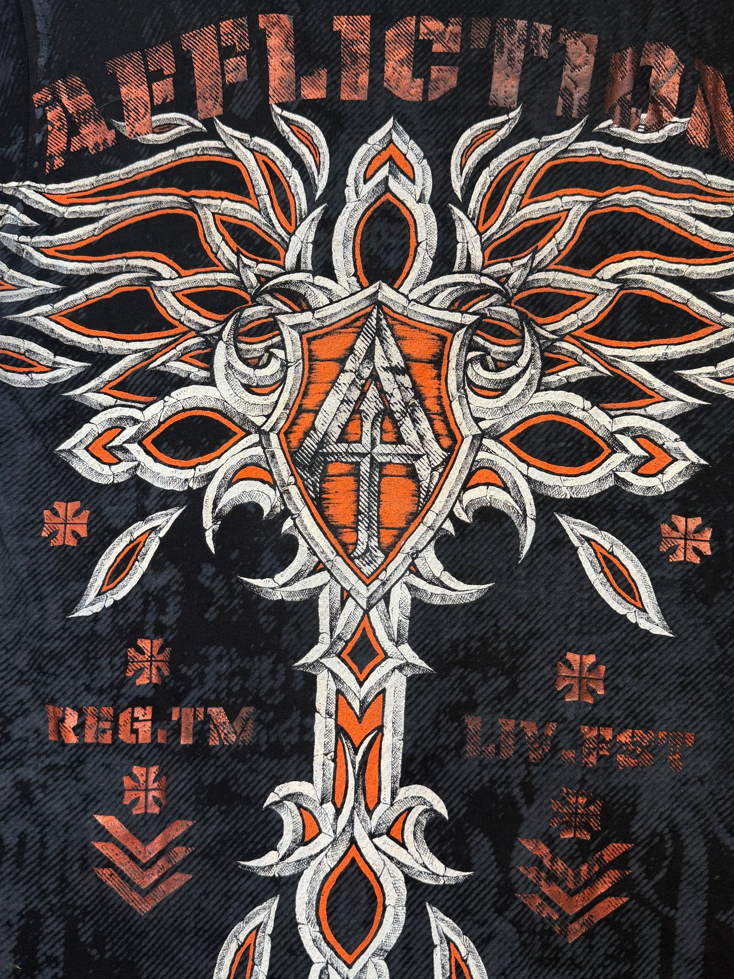 2000s Affliction cross t-shirt v neck