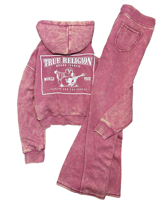 True Religion baby pink set hoodie + sweatpants *brand new*