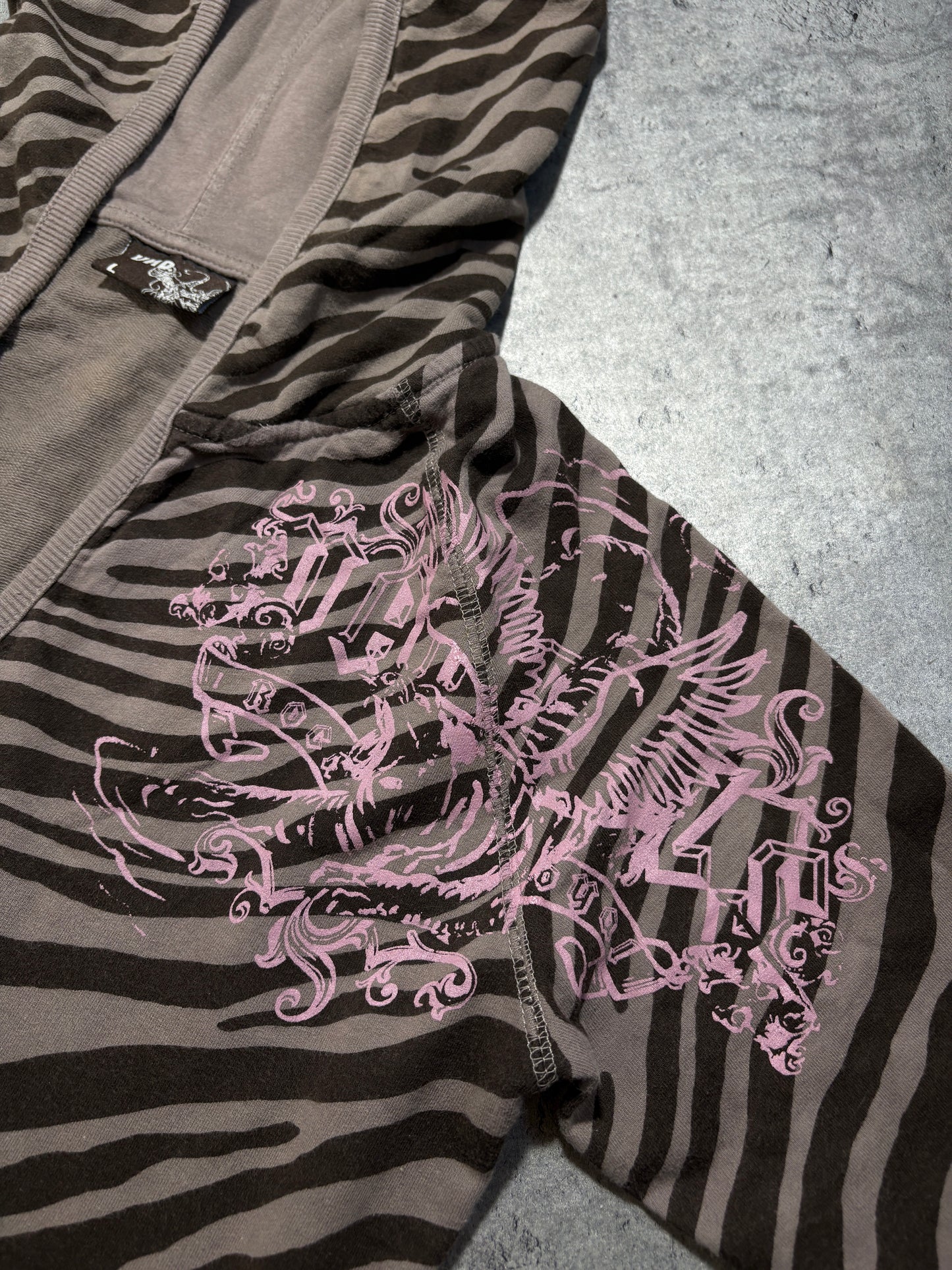 2000s v neck Zebra Print Y2K Hoodie