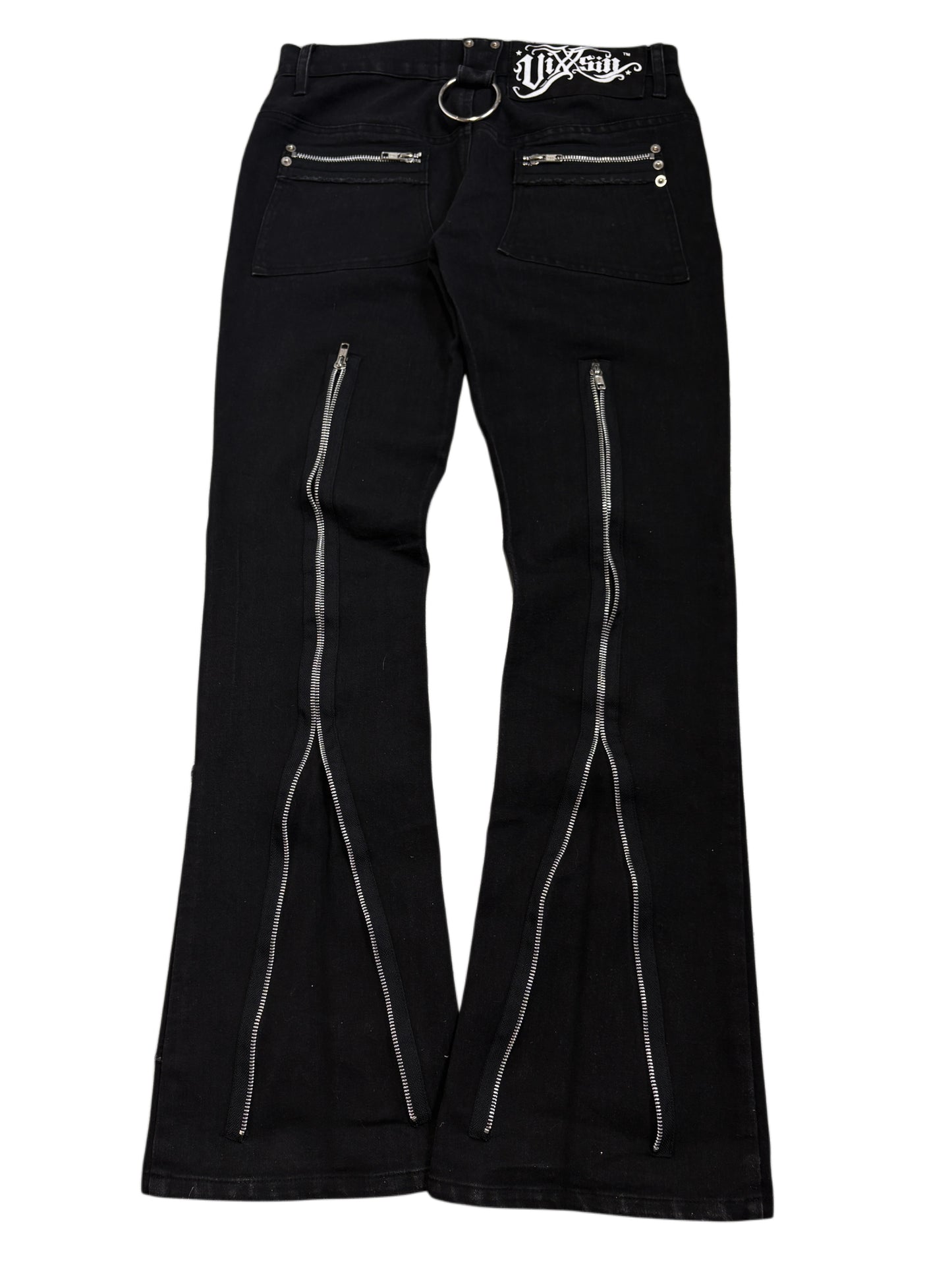 2000s Vixxsin goth Metal Rock Bondage Japan Flared Alternative Zip Pants