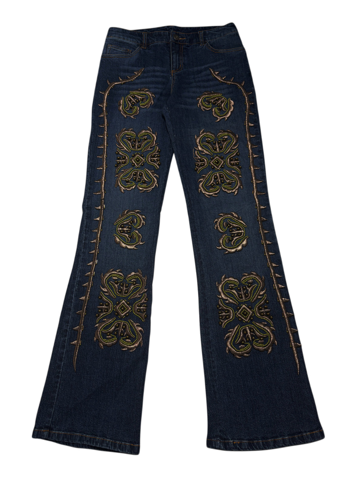 2000s Embroidery  Flared Jeans Y2K