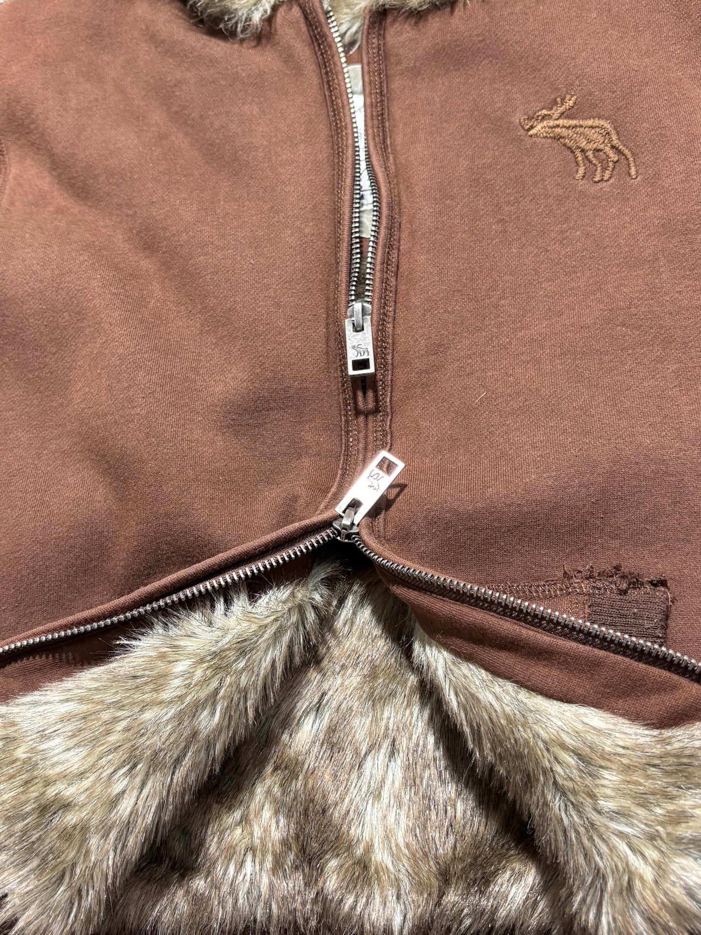2000s Abercrombie fur zip hoodie