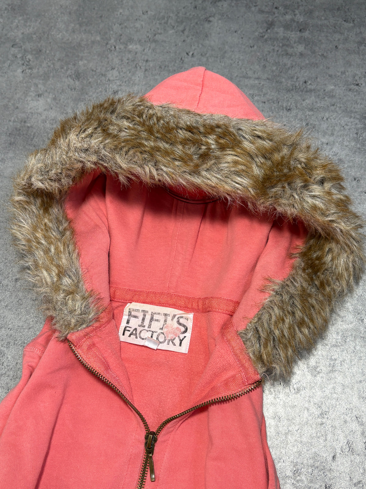 2000s Fur Zip Up Hoodie