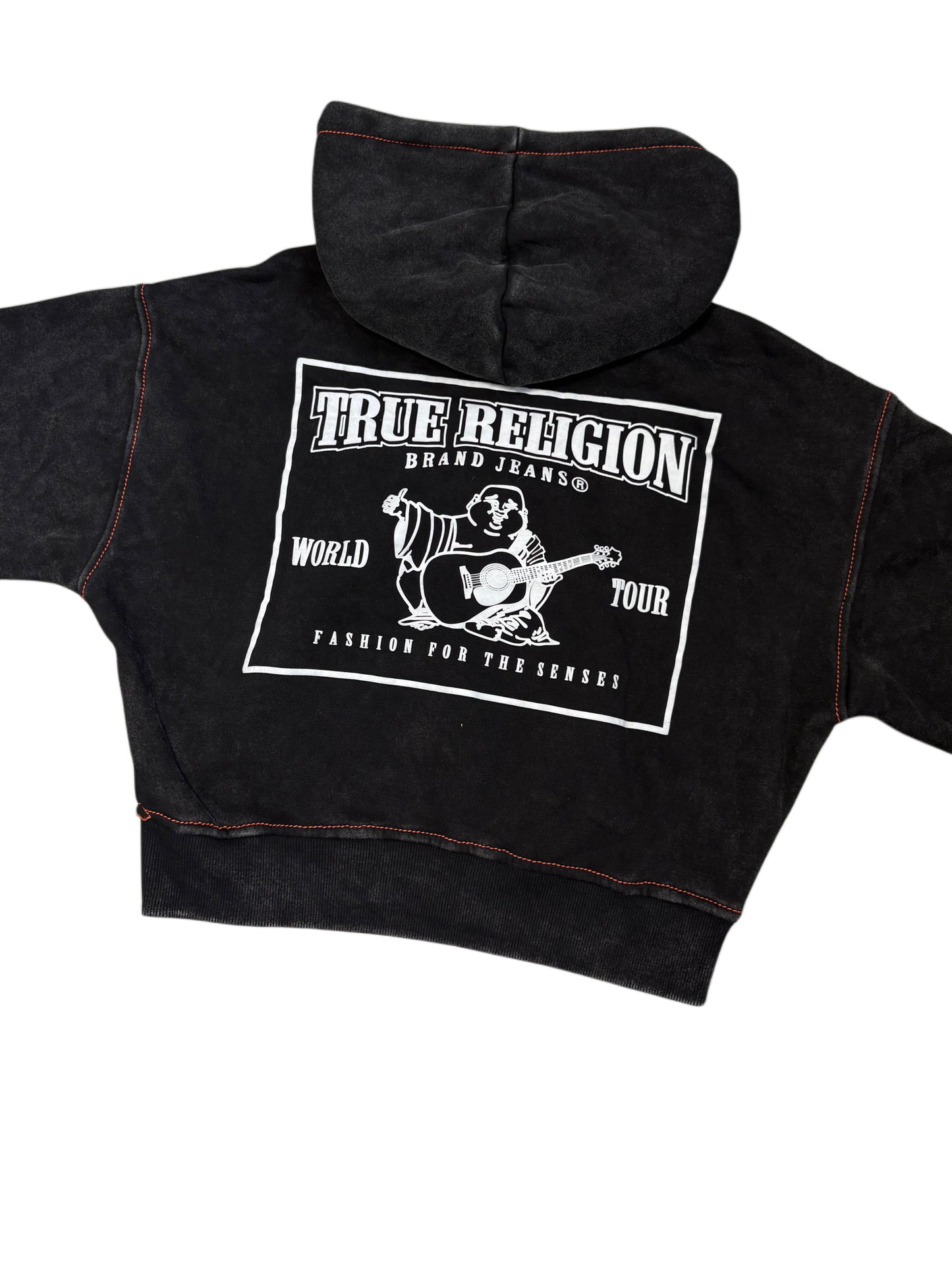True Religion Black Hoodie Washed Effect