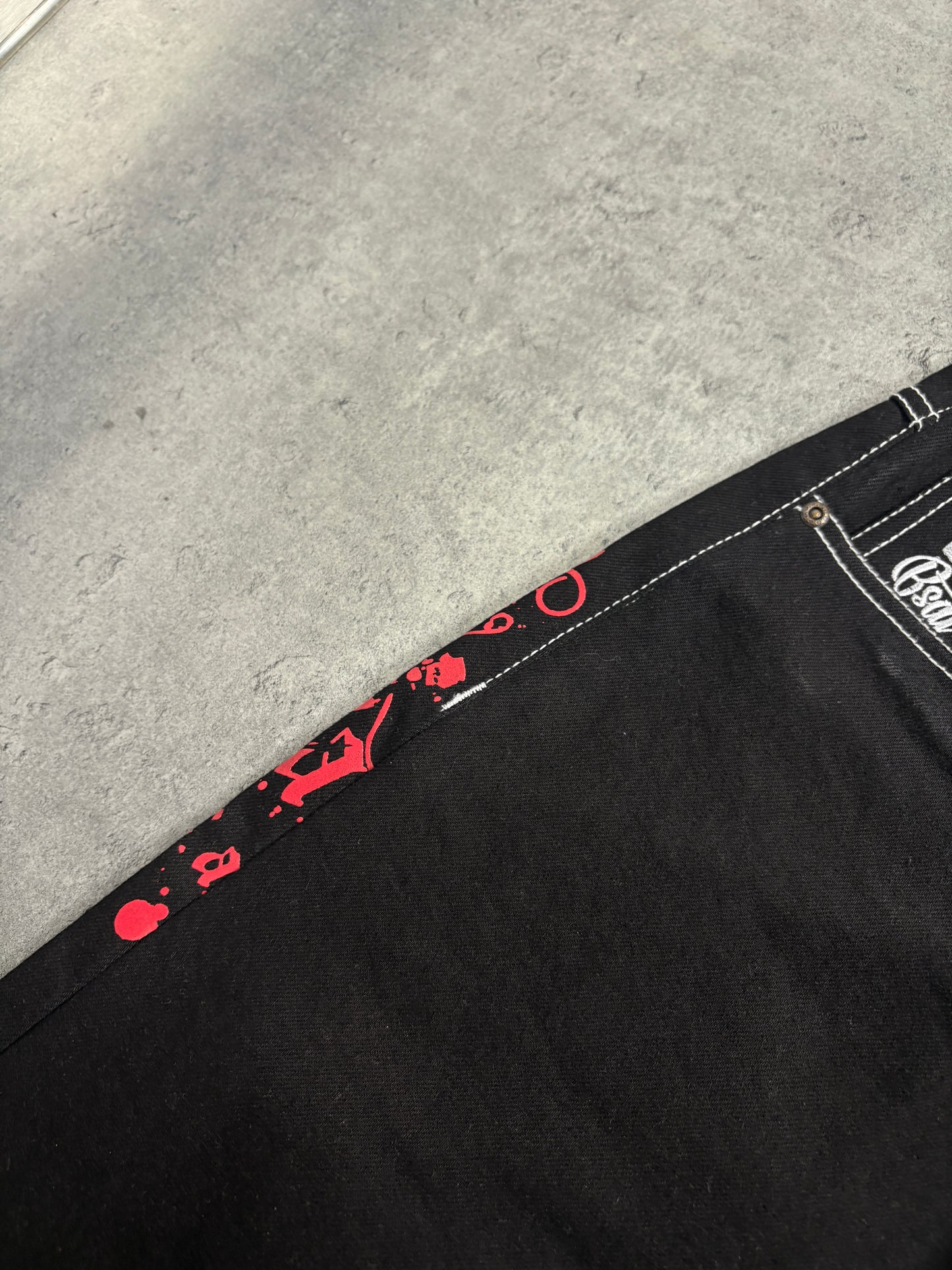 2000s Bsat Hustla Baggy Wings Red Jeans