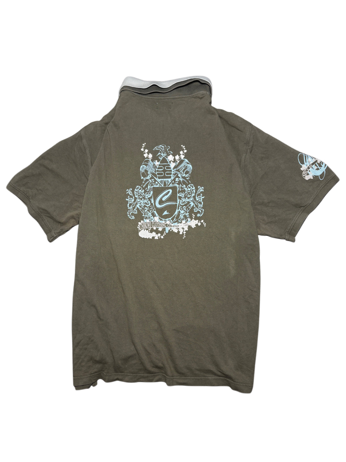 2000s Polo Y2K Khaki Printed T-shirt