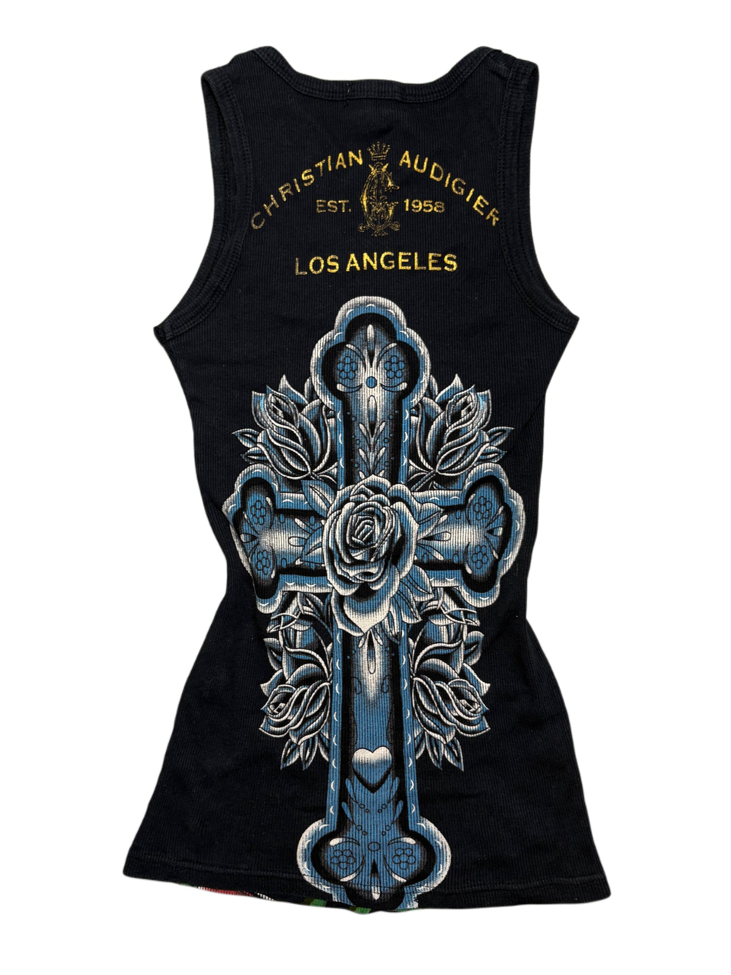 2000s Christian Audigier top/mini dress sukienka skull cross