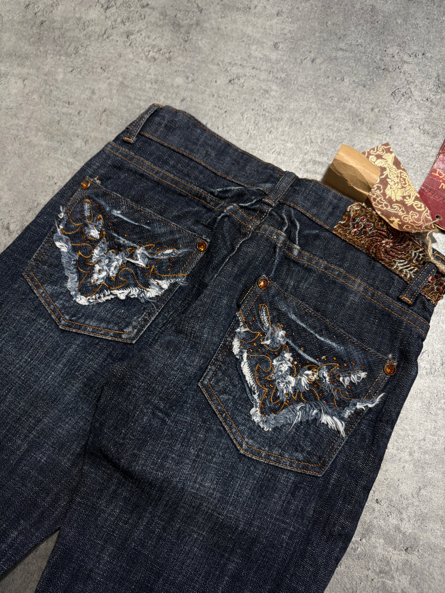 2000s Musketeer Flare Dark Distressed Y2k Jeans