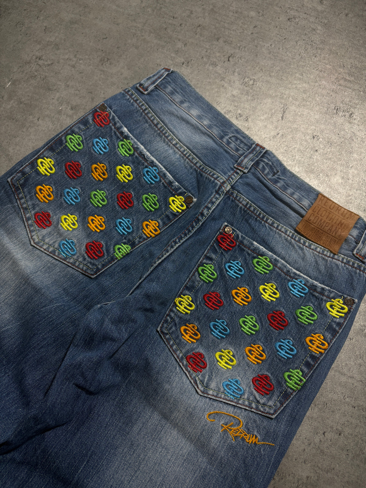 Redrum Embroidery Washed Jeans