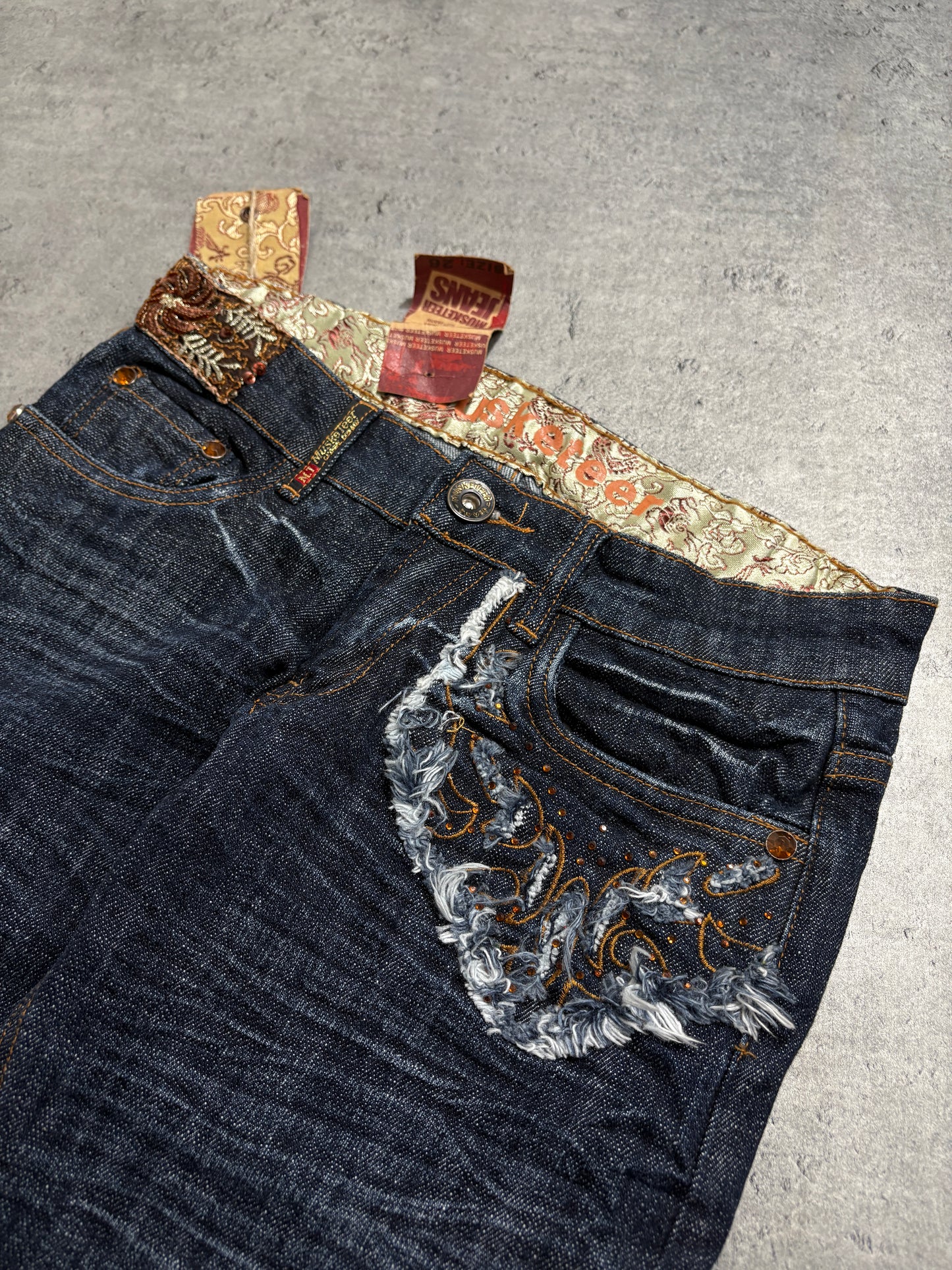 2000s Musketeer Flare Dark Distressed Y2k Jeans