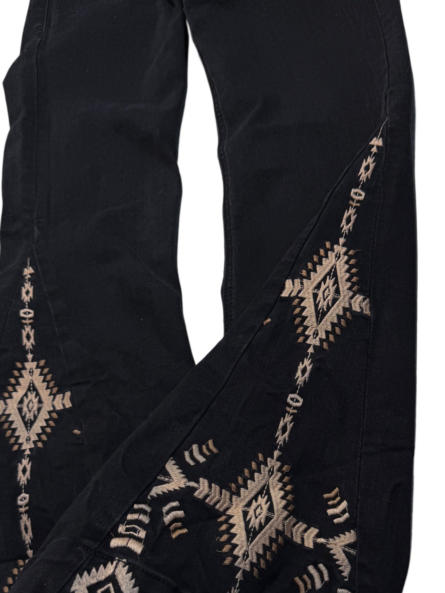 2000s Flare Rock&Roll Denim Black Jeans