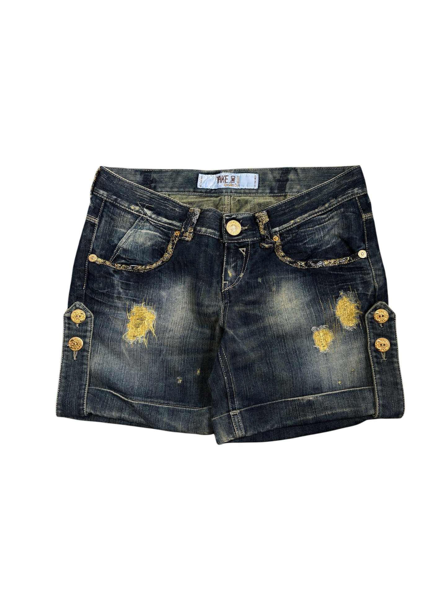 2000s Jeans Shorts Gold Embroidery