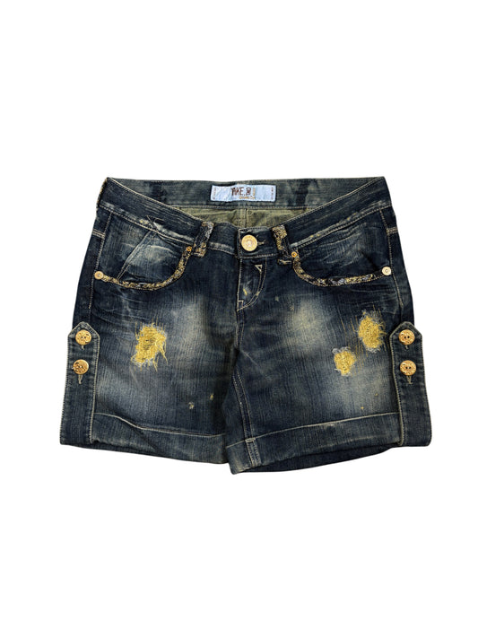2000s Jeans Shorts Gold Embroidery