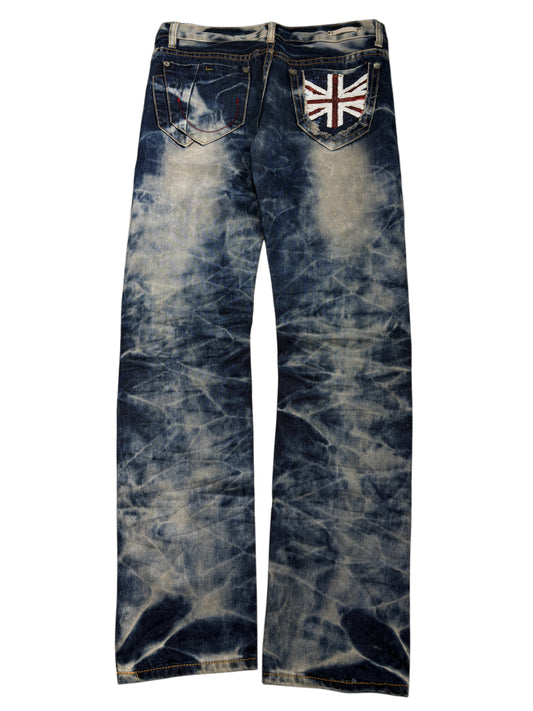 2000s UK Flag dark washed jeans y2k