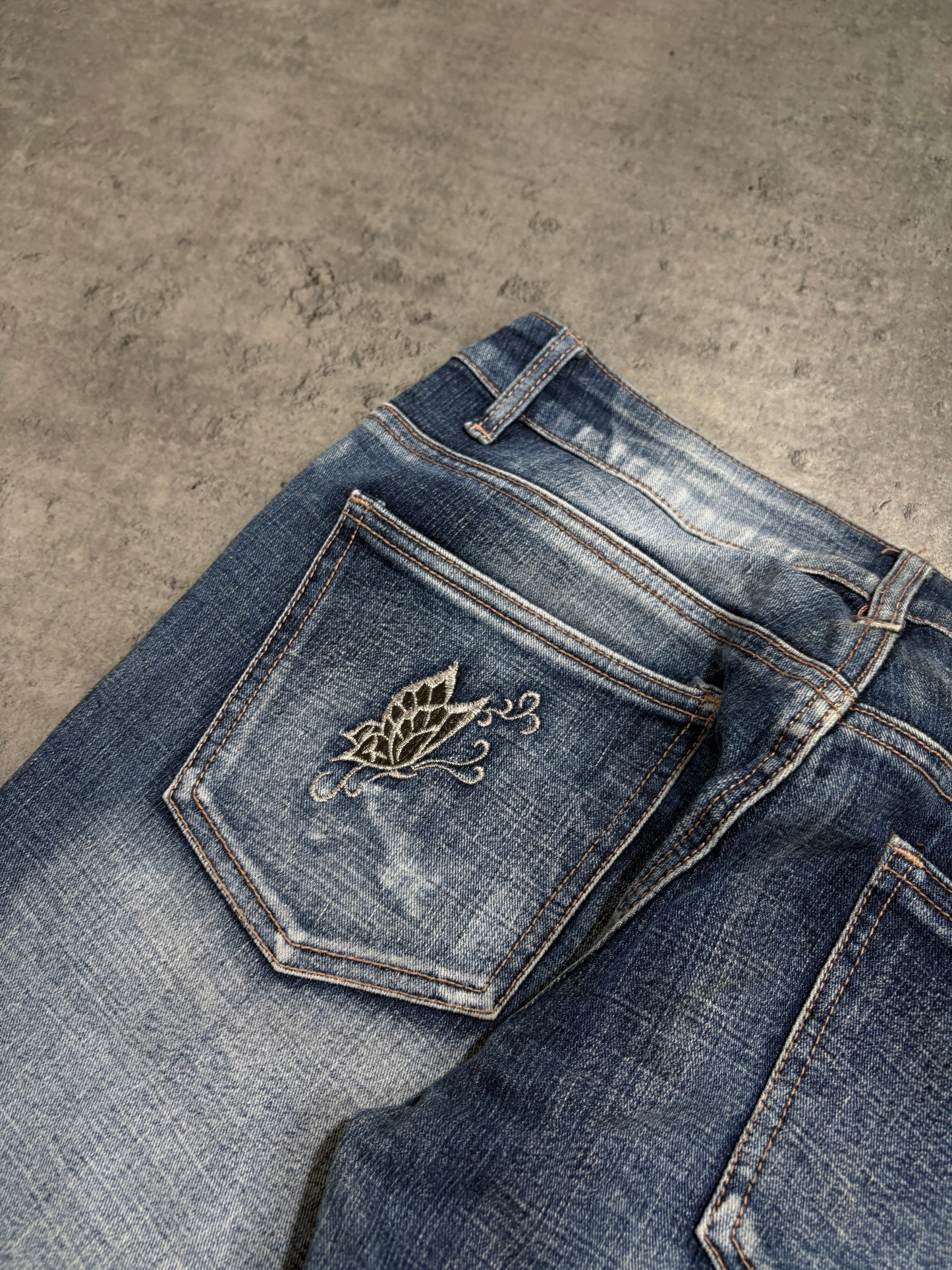 2000s Flare Washed Butterfly Jeans