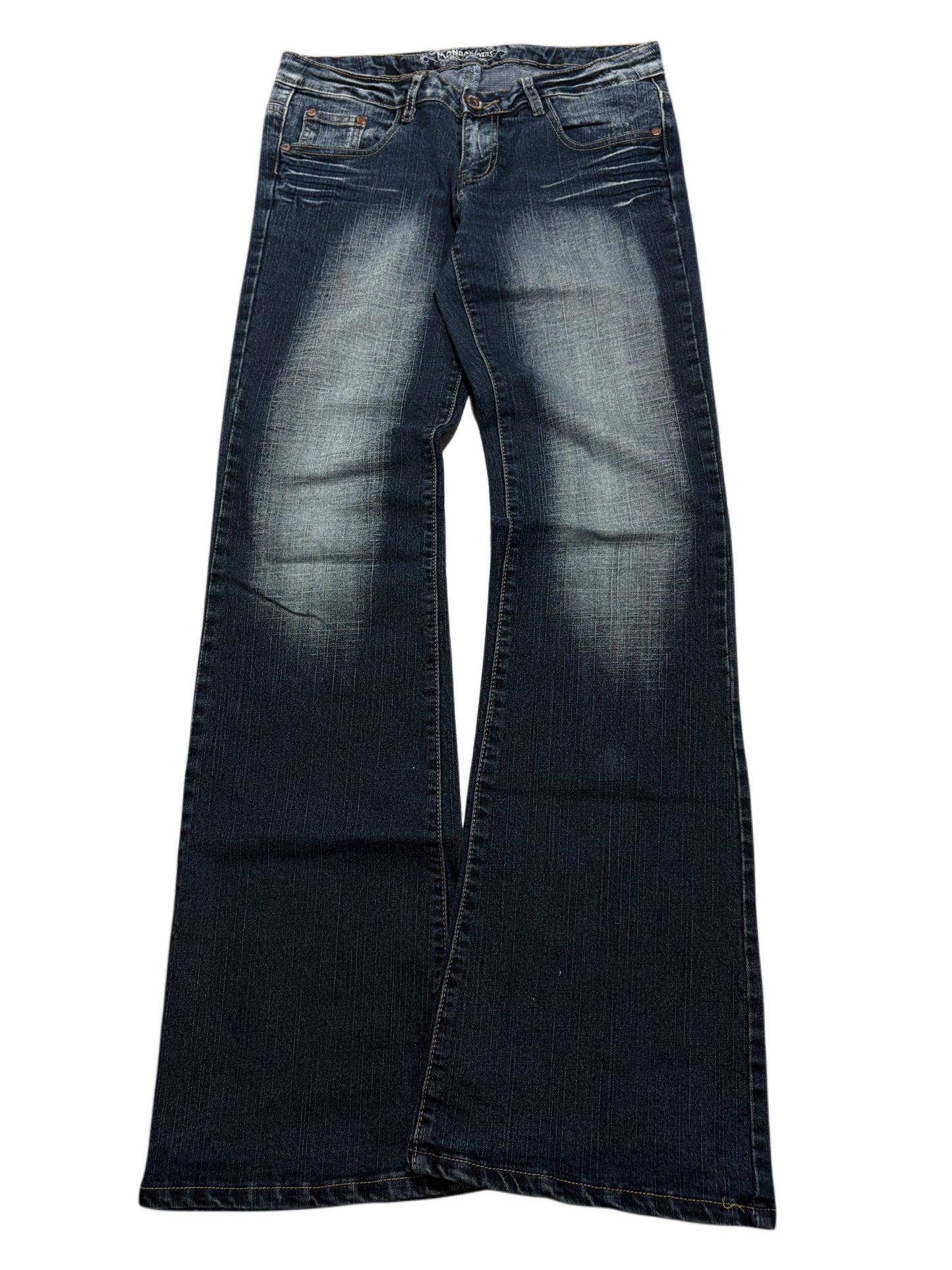 2000s Flare Crown Jeans Washed Dzwony Y2K