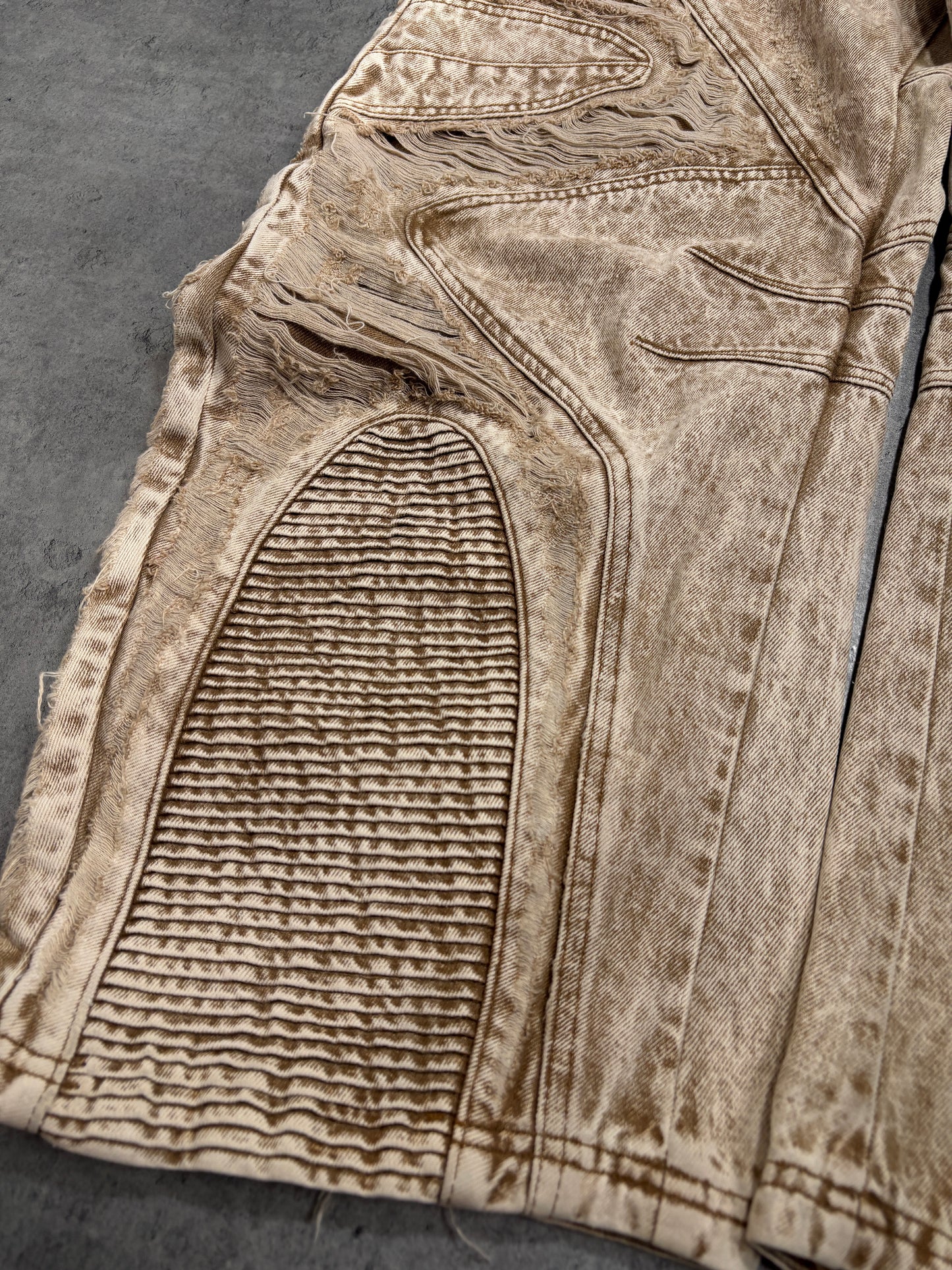 2000s Personsoul Beige Distressed Baggy Jeans