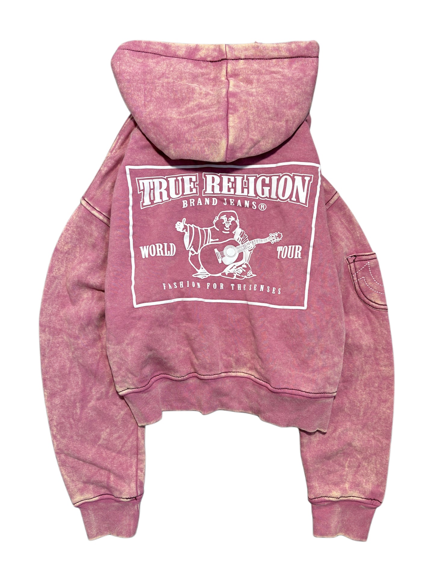 True Religion Pink Hoodie Washed Effect