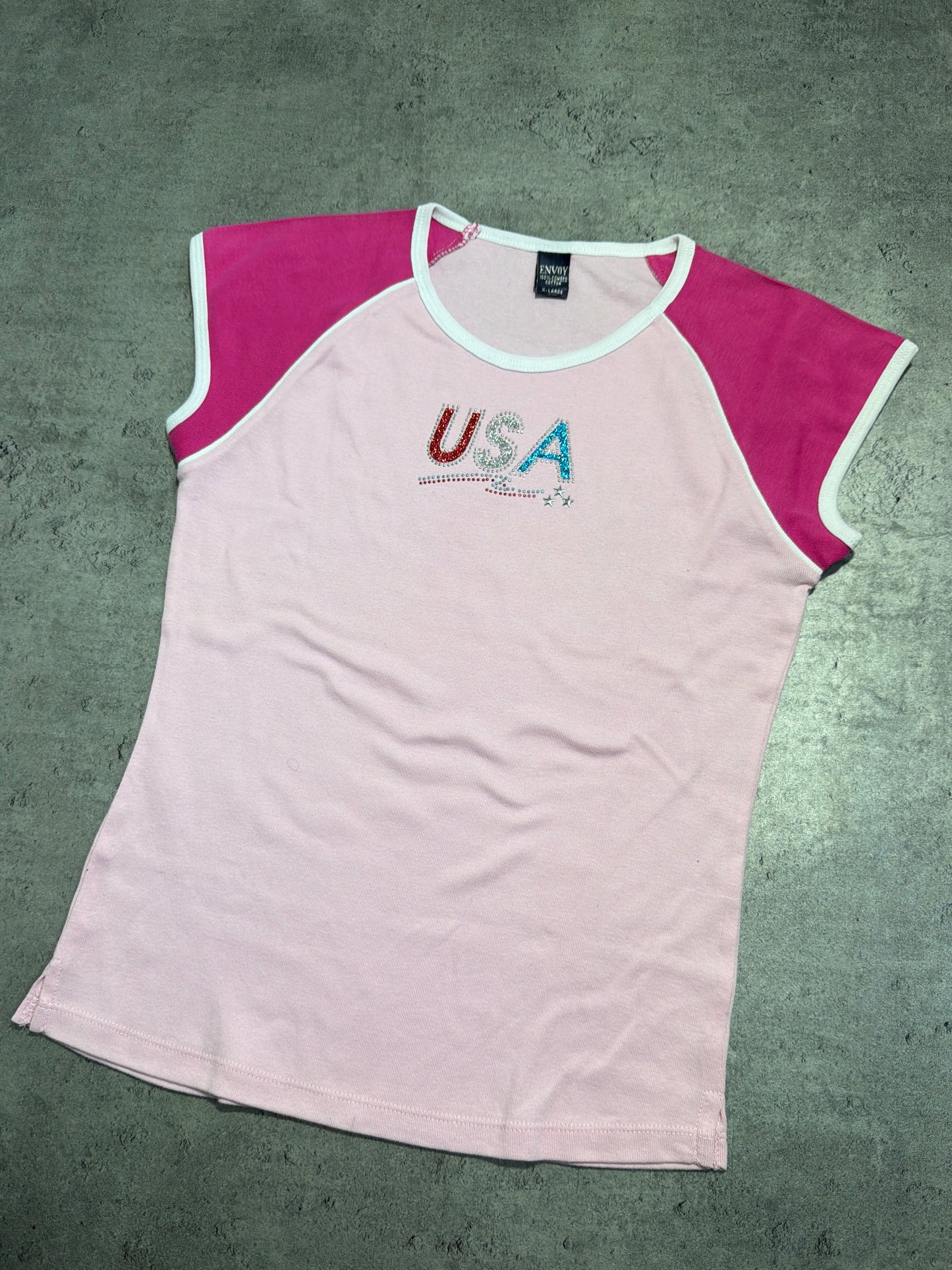 2000s USA Baby Tee Pink College style