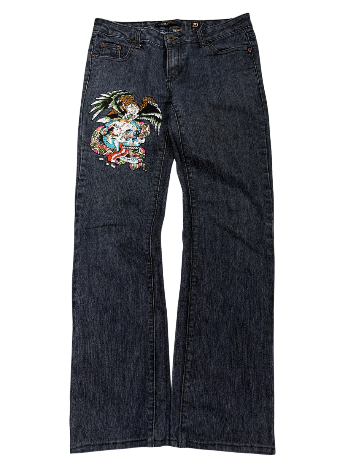 2000s Ed Hardy Y2K Skull Printed Low Rise Jeans